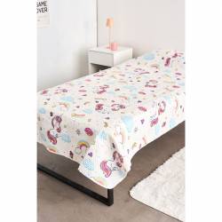 Cubrecama 1 1/2 Plazas 240x150 Unicornios