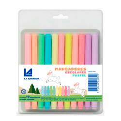 Marcadores La Anónima de Colores Pasteles x12