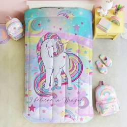 Acolchado Reversible PoliÃ©ster PiÃ±ata Unicornios 155x240