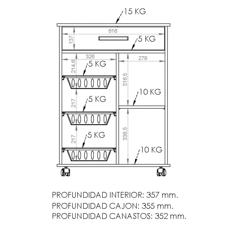 Mueble para Microondas DIELFE FRUTERO MFC70