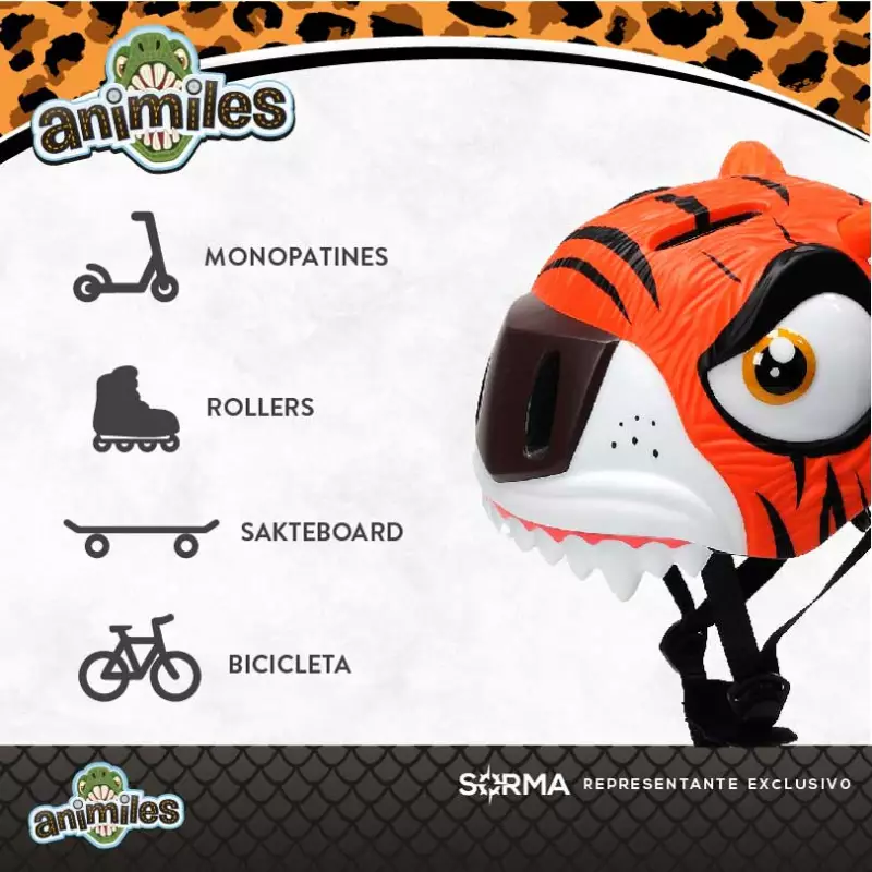 Casco Infantil Tigre Naranja | Crazy Safety