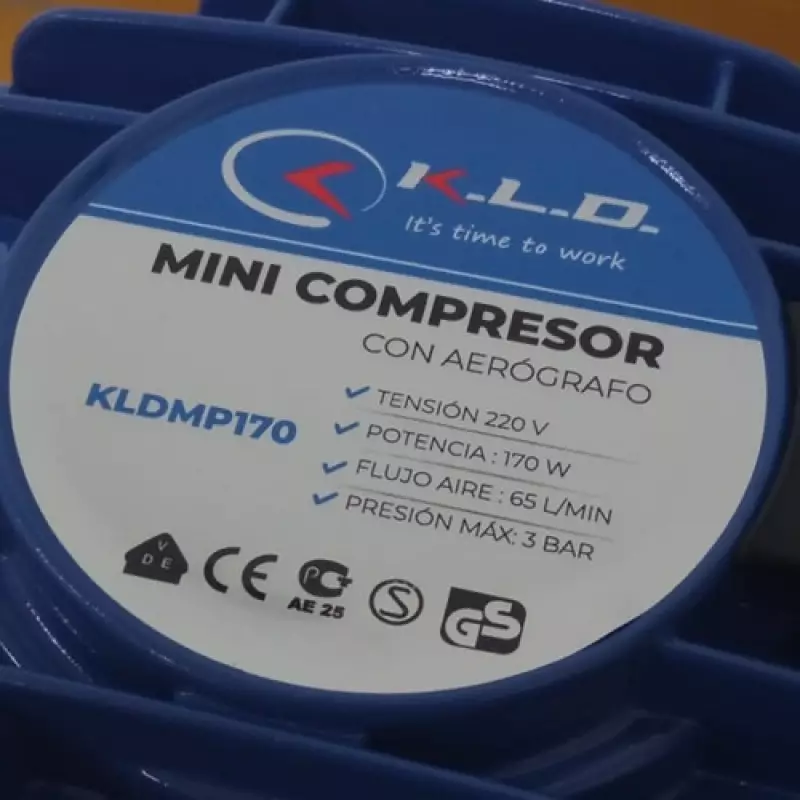 Aerografo + Mini Compresor Kit 50 Psi 3.5 Bar 170w Kldmp170
