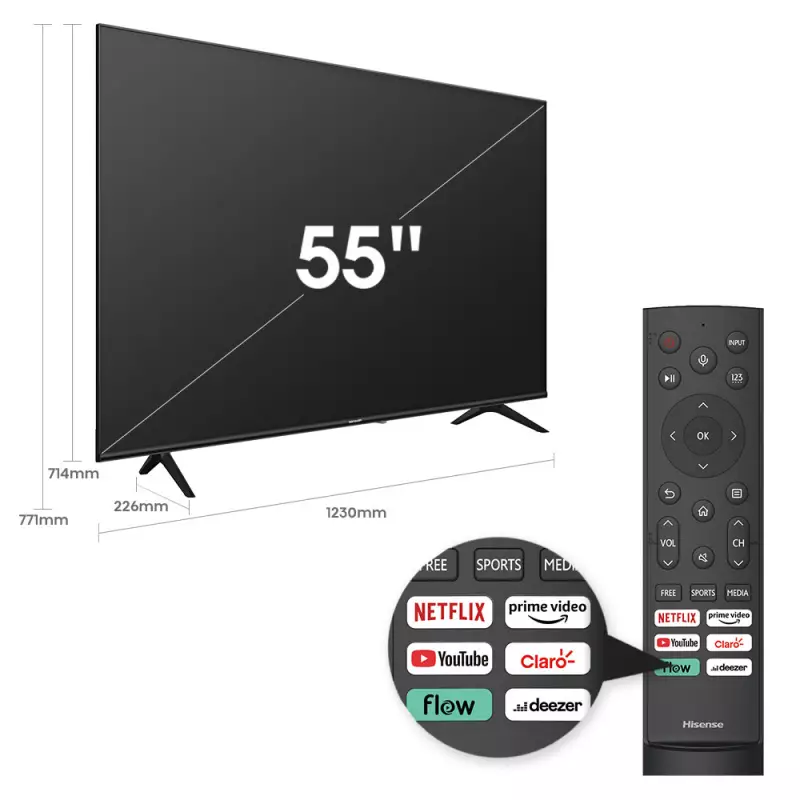 Smart Tv Hisense 55 Uled 4K 55U70G - La Anónima Online