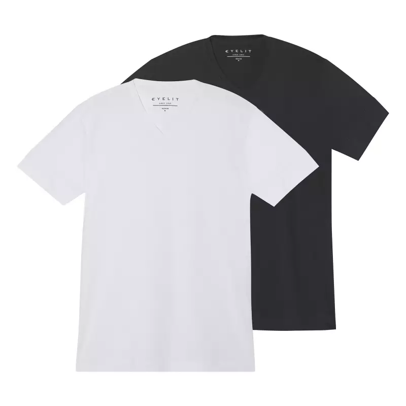Camisetas Blancas Manga Corta Cuello V Algodón Pack 2